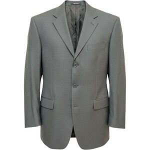 Mens Charcoal Gray Pure New Wool 3-Button Blazer Jacket Size 42L‎ Woolmark